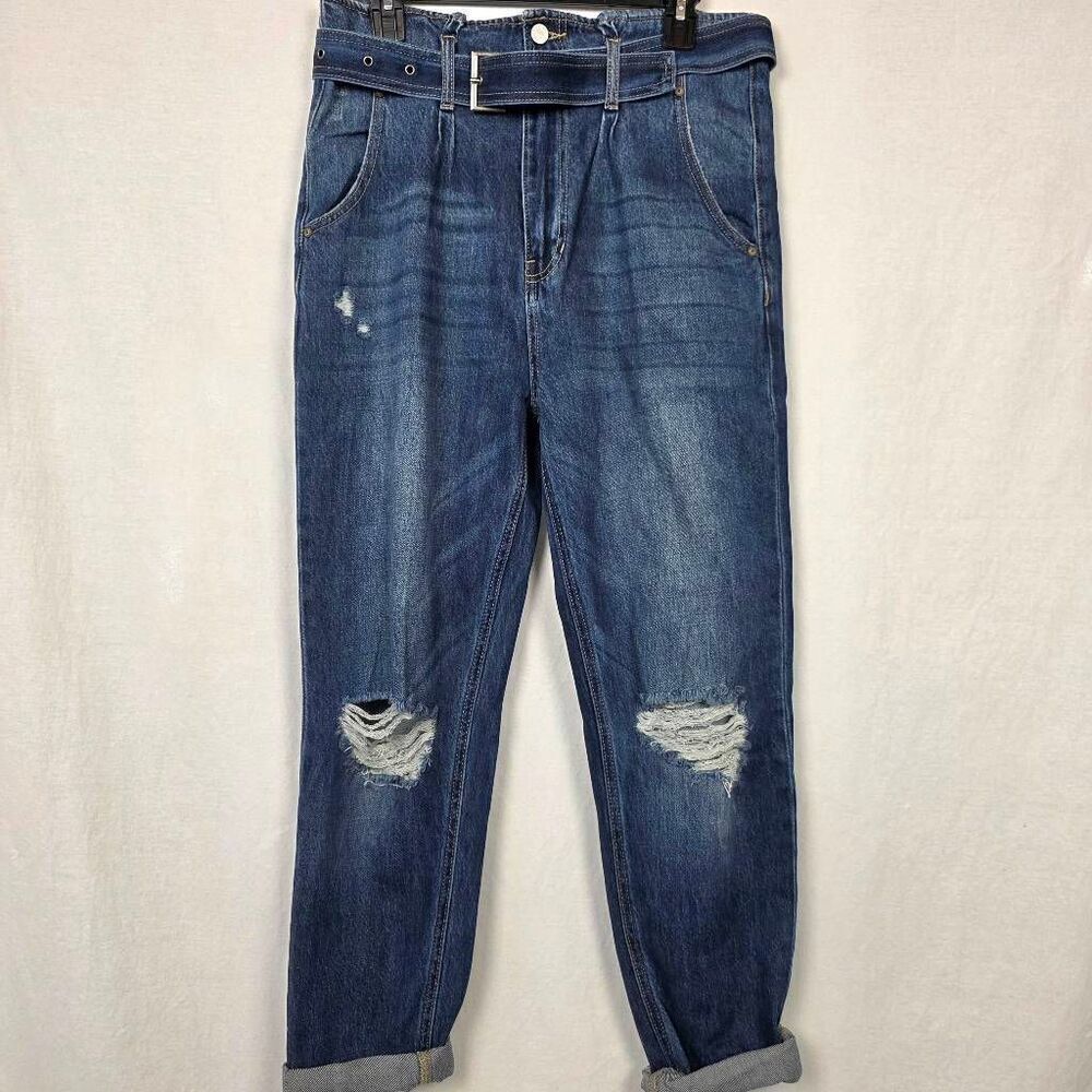 Kancan High Rise Belted Mom Jeans 7/27